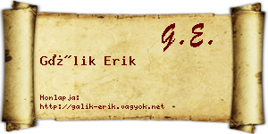 Gálik Erik névjegykártya