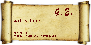 Gálik Erik névjegykártya